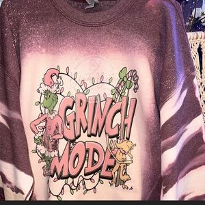Grinch Christmas Crewneck Sweater Bleached, Grinchmas Holiday Ugly Xmas Cartoon